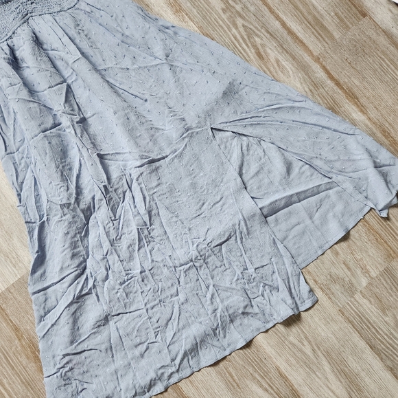 NWT Windsor Just Peachy Keen Off The Shoulder Midi Dress Blue Front Slit Sz M - Picture 3 of 12